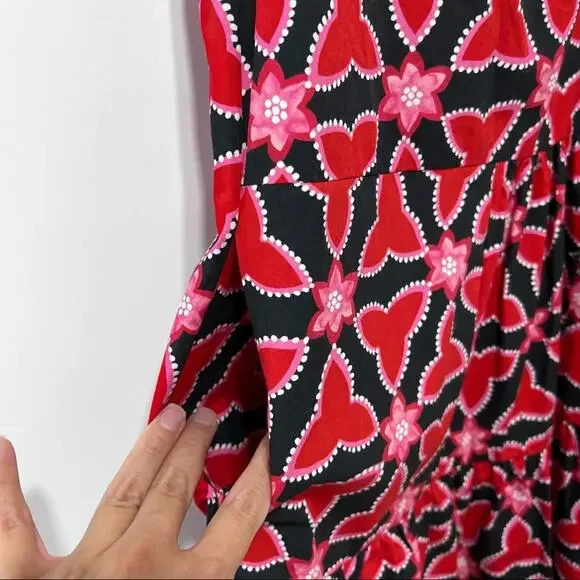 Saloni Abstracts Floral Print Ashley-B Shift Dress in Chilli Pawpaw Size 4 NWT